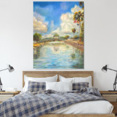 Uitzicht op de loopbrug vanaf het meer canvas afdruk (Insitu (Slaapkamer))