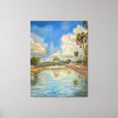 Uitzicht op de loopbrug vanaf het meer canvas afdruk (Voorkant)