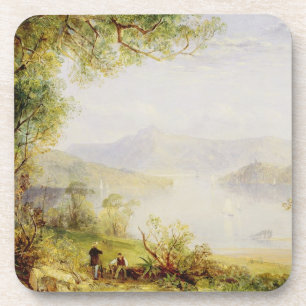Uitzicht op de rivier de Hudson, c.1840-45 (olie o Drankjes Onderzetter
