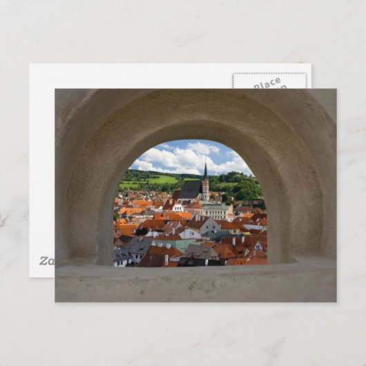 Uitzicht op de stad Cesky Krumlov van het kasteel Briefkaart (Voorkant / Achterkant)