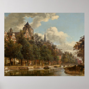 Uitzicht op een Nederlands kanaal door Jan van der Poster