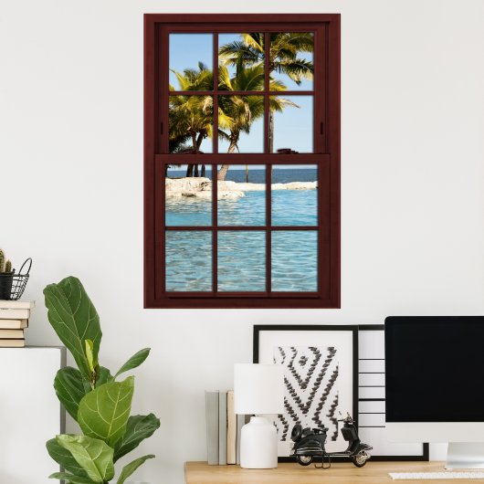 Uitzicht op Fiji Island #2 van 3 Afbeeldingen raam Poster (Thuiskantoor)