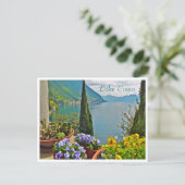 Uitzicht op het Comomeer door potbloemen Briefkaart (Staand voorkant)