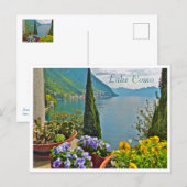 Uitzicht op het Comomeer door potbloemen Briefkaart (Voorkant / Achterkant)