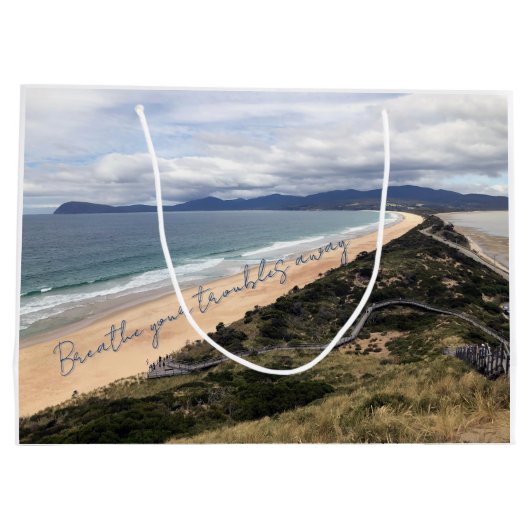 Uitzicht op het strand groot cadeauzakje (Achterkant)