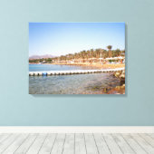 Uitzicht op het zandstrand Terrazzina Canvas Afdruk (Insitu (Houten vloer))