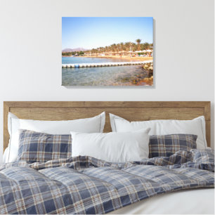 Uitzicht op het zandstrand Terrazzina Canvas Afdruk