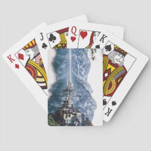 Uitzicht op meer en besneeuwde bergen pokerkaarten