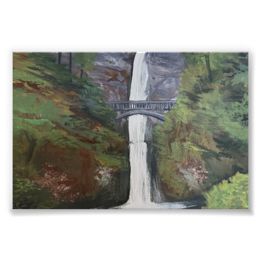 Uitzicht op Multnomah Falls Foto Afdruk (Voorkant)