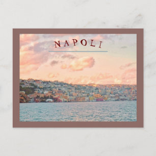 UITZICHT OP NAPOLI/NAPELS, ITALIË ZONSONDERGANG VA BRIEFKAART