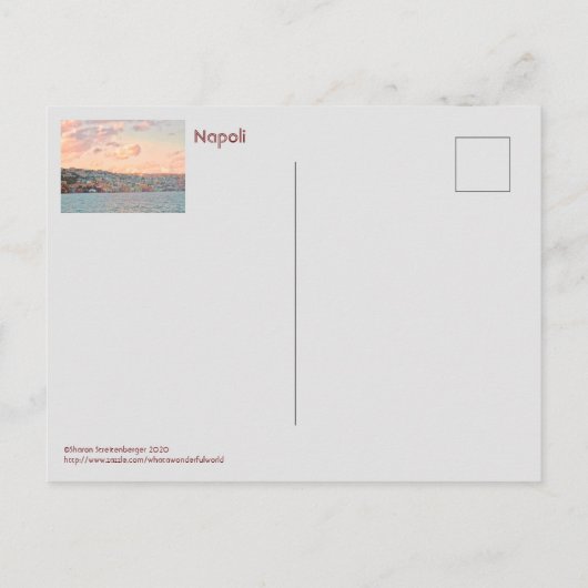 UITZICHT OP NAPOLI/NAPELS, ITALIË ZONSONDERGANG VA BRIEFKAART (Achterkant)