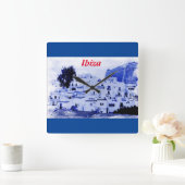 Uitzicht op oud Ibiza op wandklok (Huis)