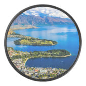 Uitzicht op Queenstown van Bob's Peak, Nieuw-Zeela Hockey Puck (Voorkant)