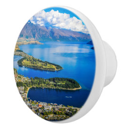 Uitzicht op Queenstown van Bob's Peak, Nieuw-Zeela Keramische Knop