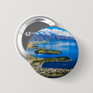 Uitzicht op Queenstown van Bob's Peak, Nieuw-Zeela Ronde Button 5,7 Cm