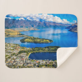 Uitzicht op Queenstown van Bob's Peak, Nieuw-Zeela Sherpa Deken