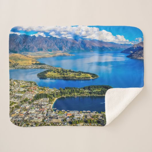 Uitzicht op Queenstown van Bob's Peak, Nieuw-Zeela Sherpa Deken (Voorkant (horizontaal))