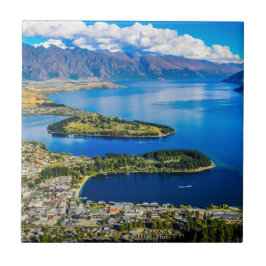 Uitzicht op Queenstown van Bob's Peak, Nieuw-Zeela Tegeltje