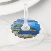 Uitzicht op Queenstown van Bob's Peak, Nieuw-Zeela Wijnglaslabel (Dichtbij)