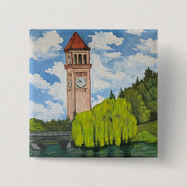 Uitzicht op River Front Park Vierkante Button 5,1 Cm