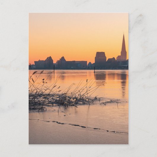 Uitzicht op Rostock in zonsopgang Briefkaart (Voorkant)