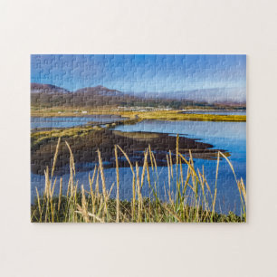 Uitzicht op Saudarkrokur en Skagafjordur, IJsland Legpuzzel