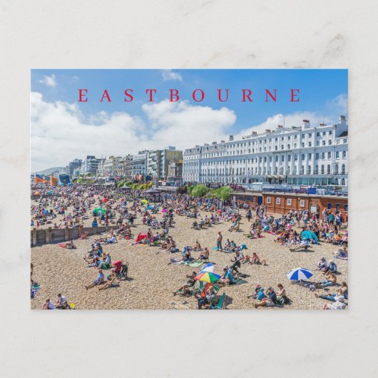 Uitzicht op strand van Eastbourne op ansichtkaart Briefkaart (Voorkant)