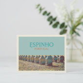 Uitzicht op strandhutten in Espinho, Portugal Briefkaart (Staand voorkant)
