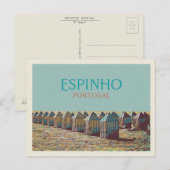Uitzicht op strandhutten in Espinho, Portugal Briefkaart (Voorkant / Achterkant)