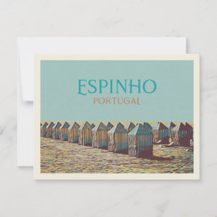 Uitzicht op strandhutten in Espinho, Portugal Briefkaart