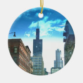Uitzicht op Willis Tower Keramisch Ornament (Voorkant)