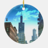 Uitzicht op Willis Tower Keramisch Ornament (Achterkant)