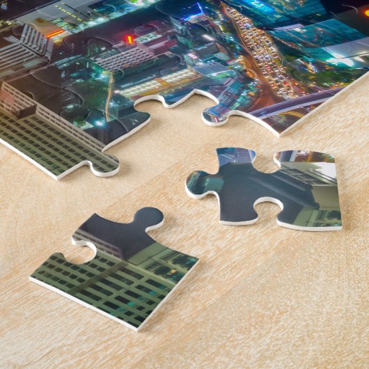 Uitzicht over Bangkok 's nachts van Baiyoke Tower  Legpuzzel (Zijkant)