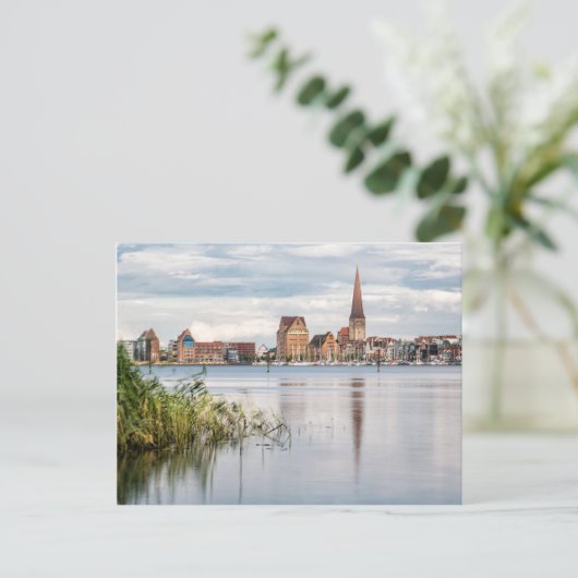 Uitzicht over de Warnow naar Rostock Briefkaart (Staand voorkant)