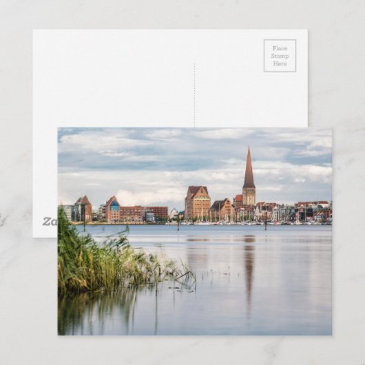 Uitzicht over de Warnow naar Rostock Briefkaart (Voorkant / Achterkant)