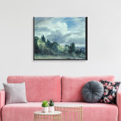 Uitzicht over een breed landschap, met bomen in de canvas afdruk (Insitu (Woonkamer))