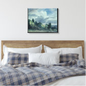 Uitzicht over een breed landschap, met bomen in de canvas afdruk (Insitu (Slaapkamer))