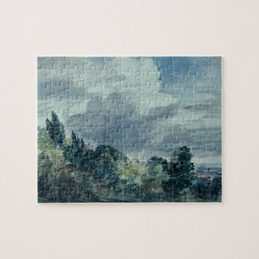 Uitzicht over een breed landschap, met bomen in de legpuzzel (Horizontaal)