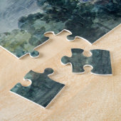 Uitzicht over een breed landschap, met bomen in de legpuzzel (Zijkant)
