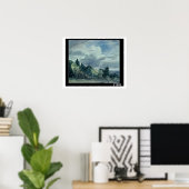 Uitzicht over een breed landschap, met bomen in de poster (Thuiskantoor)