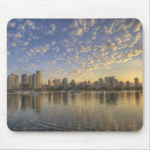 Uitzicht over False Creek op de skyline van Muismat