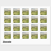 Uitzicht over het Toscaanse landschap tot boerderi Vierkante Sticker (Vel)