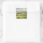 Uitzicht over het Toscaanse landschap tot boerderi Vierkante Sticker (Tas)