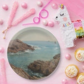 Uitzicht over het Zee (kustlandschap) (zeeën) Papieren Bordje (Feest)