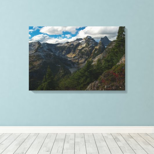 Uitzicht over Midden- en Linkermeren Canvas Afdruk (Insitu (Houten vloer))