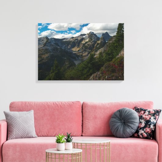 Uitzicht over Midden- en Linkermeren Canvas Afdruk (Insitu (Woonkamer))