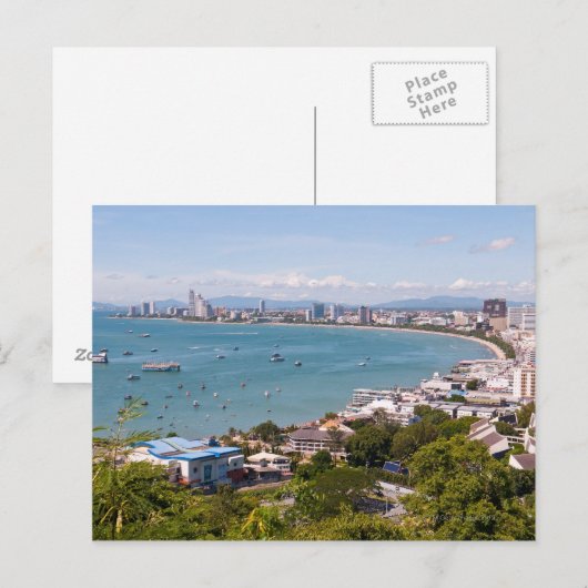 Uitzicht over Pattaya Bay. Briefkaart (Voorkant / Achterkant)