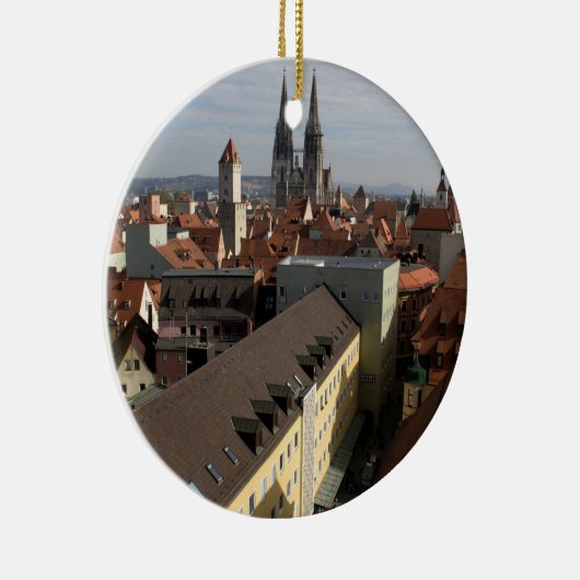 Uitzicht Over Regensburg, Duitsland Keramisch Ornament (Rechts)
