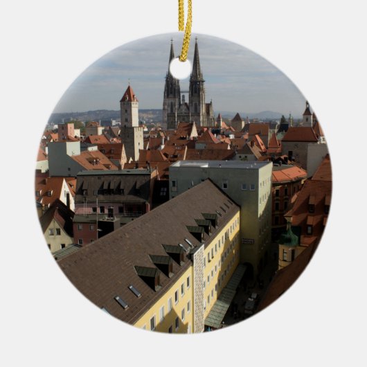 Uitzicht Over Regensburg, Duitsland Keramisch Ornament (Voorkant)