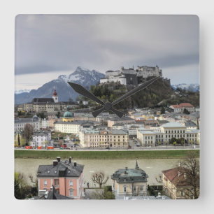 Uitzicht over Salzburg Oostenrijk Vierkante Klok